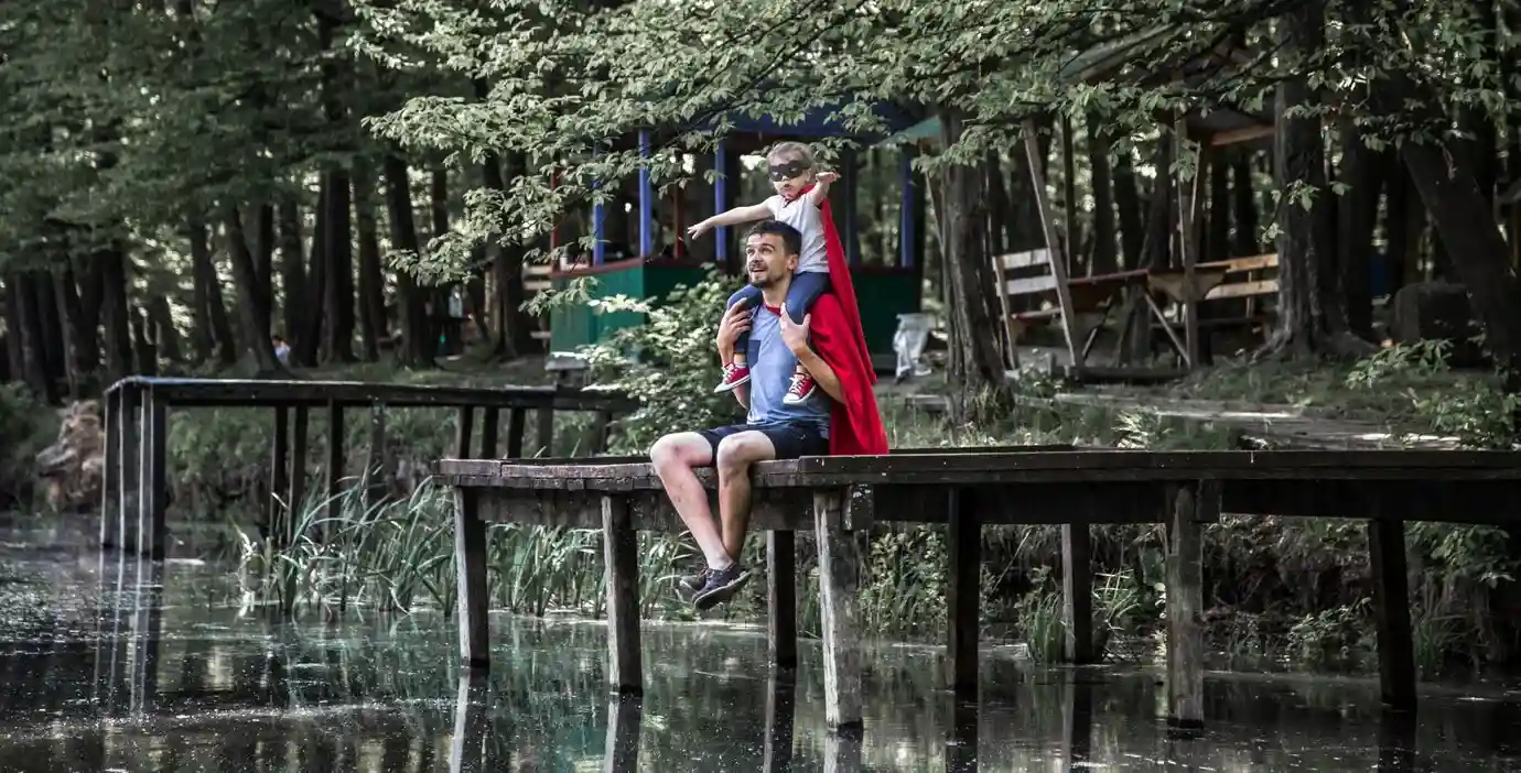 Father and child enjoying nature near Chiang Mai, Thailand, exploring outdoor spots and hidden nature escapes in the region.