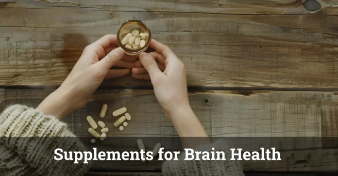 Bottles of Supplements for Brain Health on a desk, highlighting their role in improving memory, focus & overall cognitive performance.