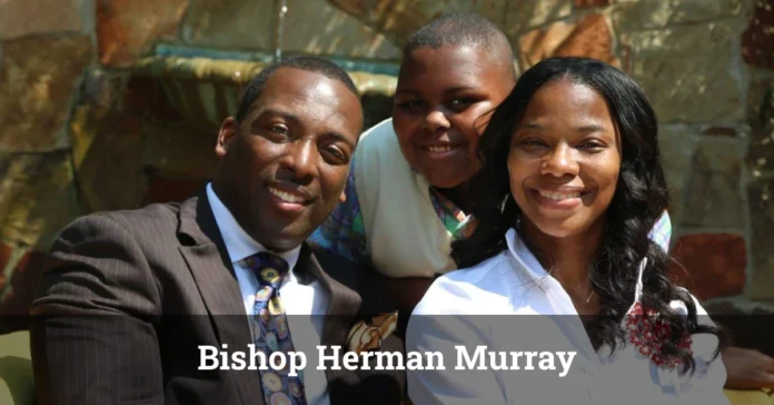 Bishop Herman Murray Song smiling warmly with his family outdoors.